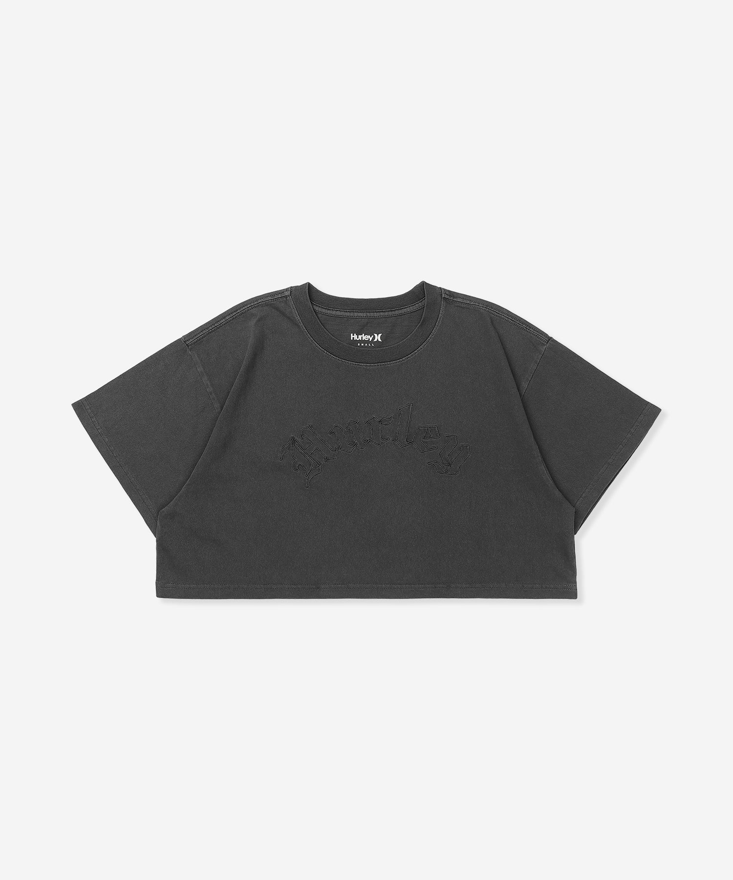 オーバーサイズ エンブロイダリー オールドイングリッシュ ロゴ クロップド ショートスリーブ ティー (レディース/Tシャツ)