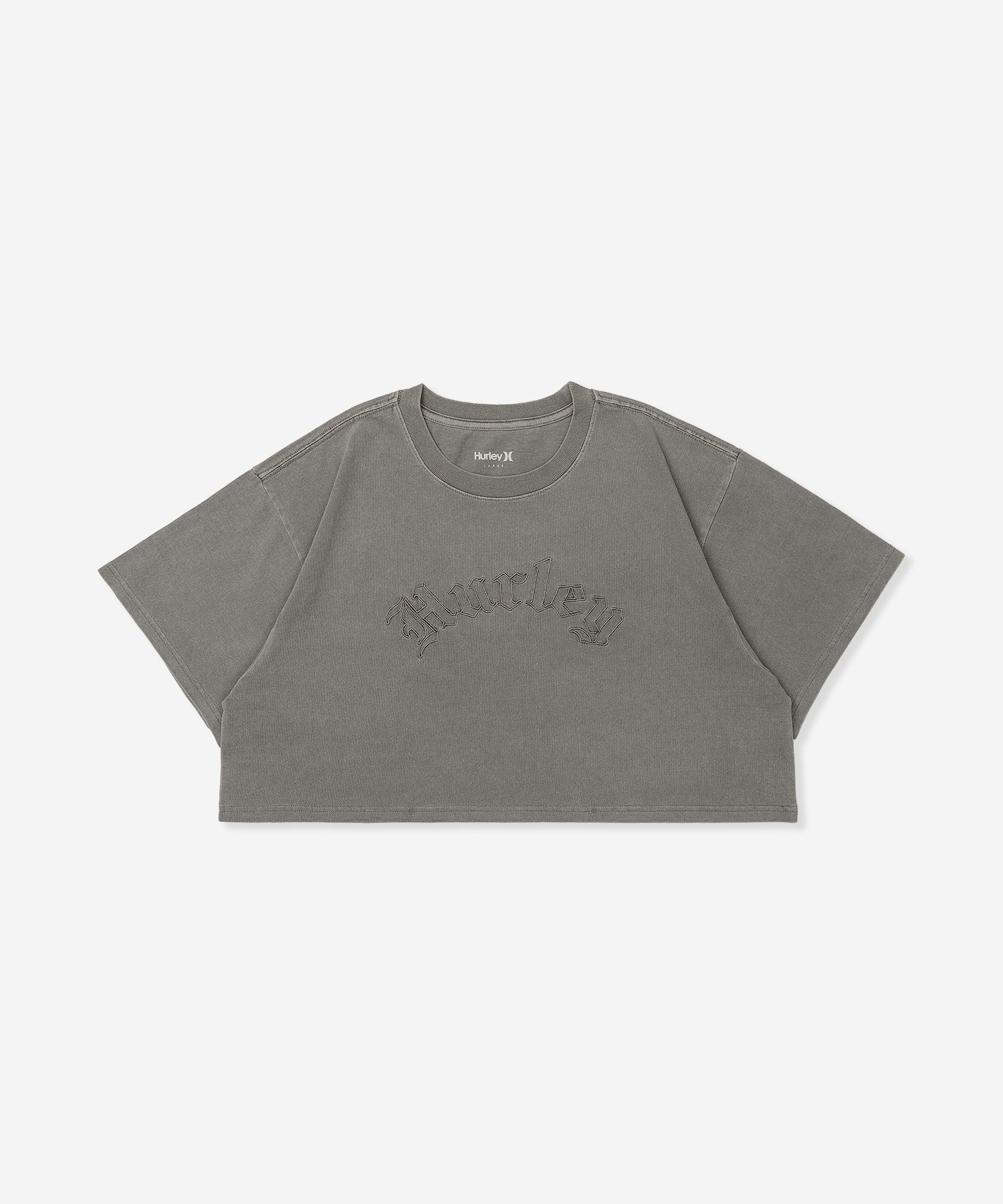 オーバーサイズ エンブロイダリー オールドイングリッシュ ロゴ クロップド ショートスリーブ ティー (レディース/Tシャツ)