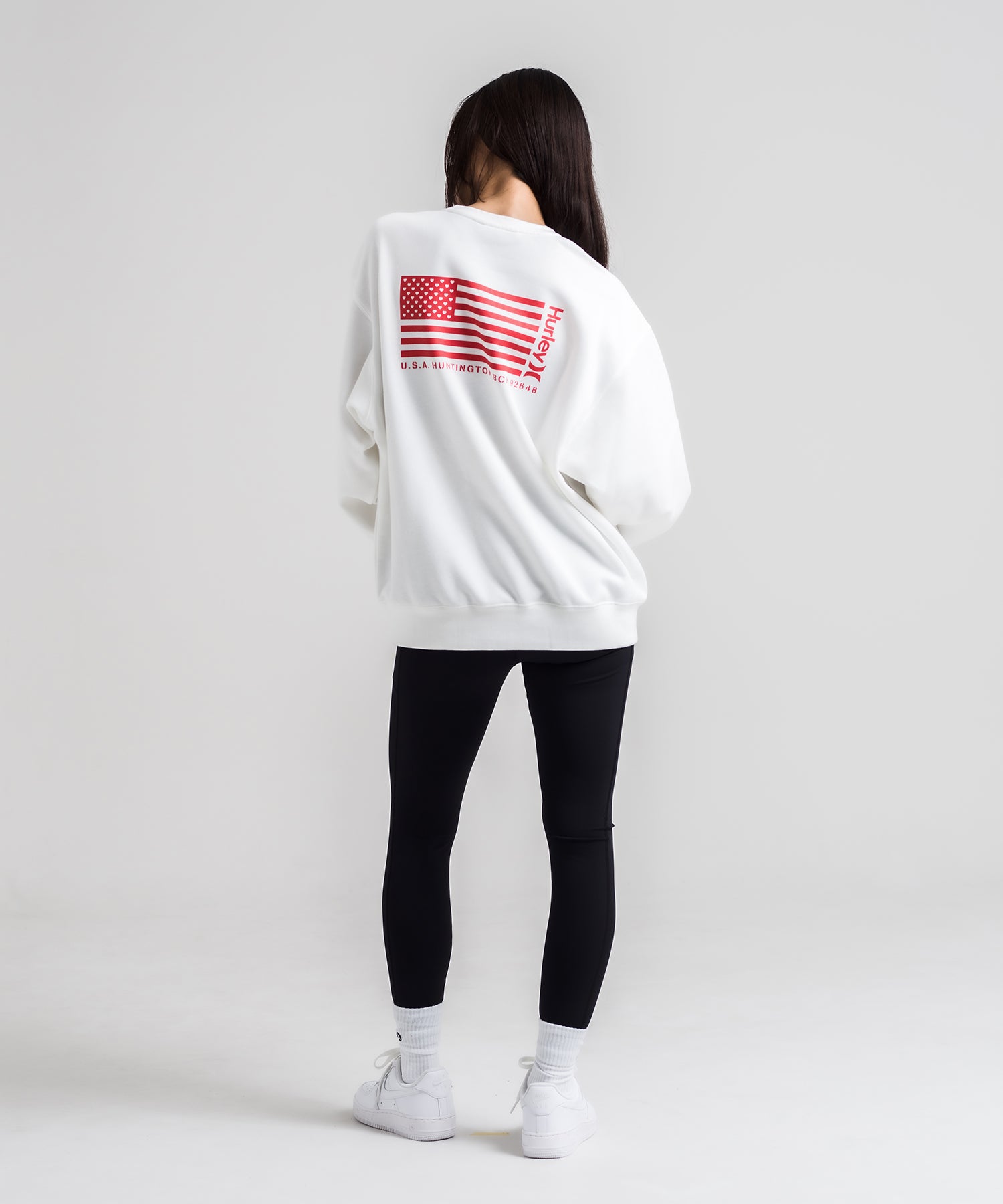 WOMENS OVRSZD HEART AND STRIPES  CREW レディース/スウェット