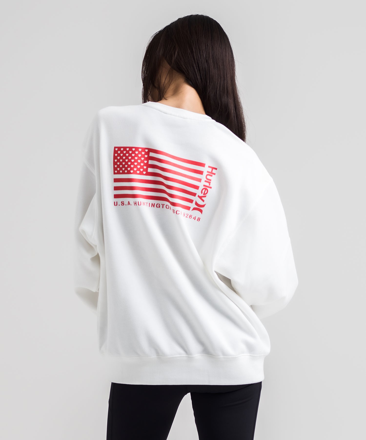 WOMENS OVRSZD HEART AND STRIPES  CREW レディース/スウェット