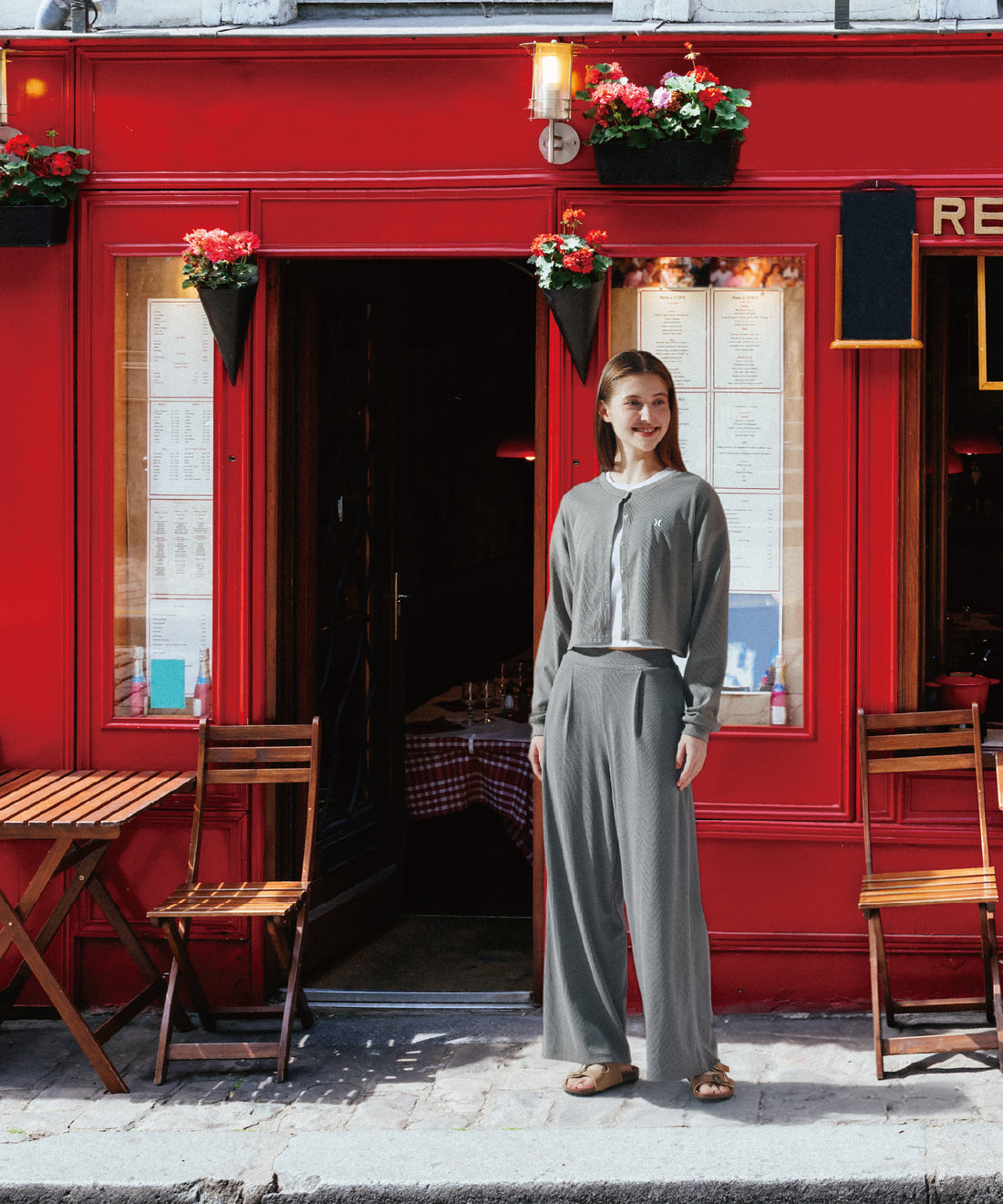 【NEW】リブ クロップド カーディガン (レディース/ロンT)