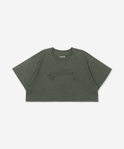 OVERSIZED EMBROIDERY OLDENGLISH LOGO CROPEDED SHORTSLEEVE TEE レディース/Tシャツ